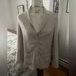 J. McLaughlin Linen Blend Oatmeal Beige Herringbone Blazer Women’s Sz Small